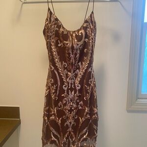 Windsor Brown and Gold Sequin Mini Dress